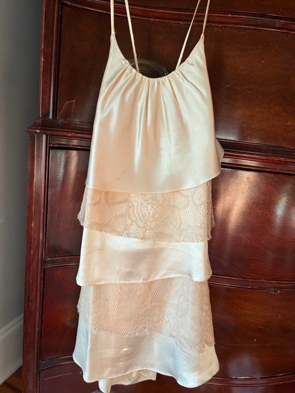 Free People Silk Lace Tiered Cami Top - Champagne